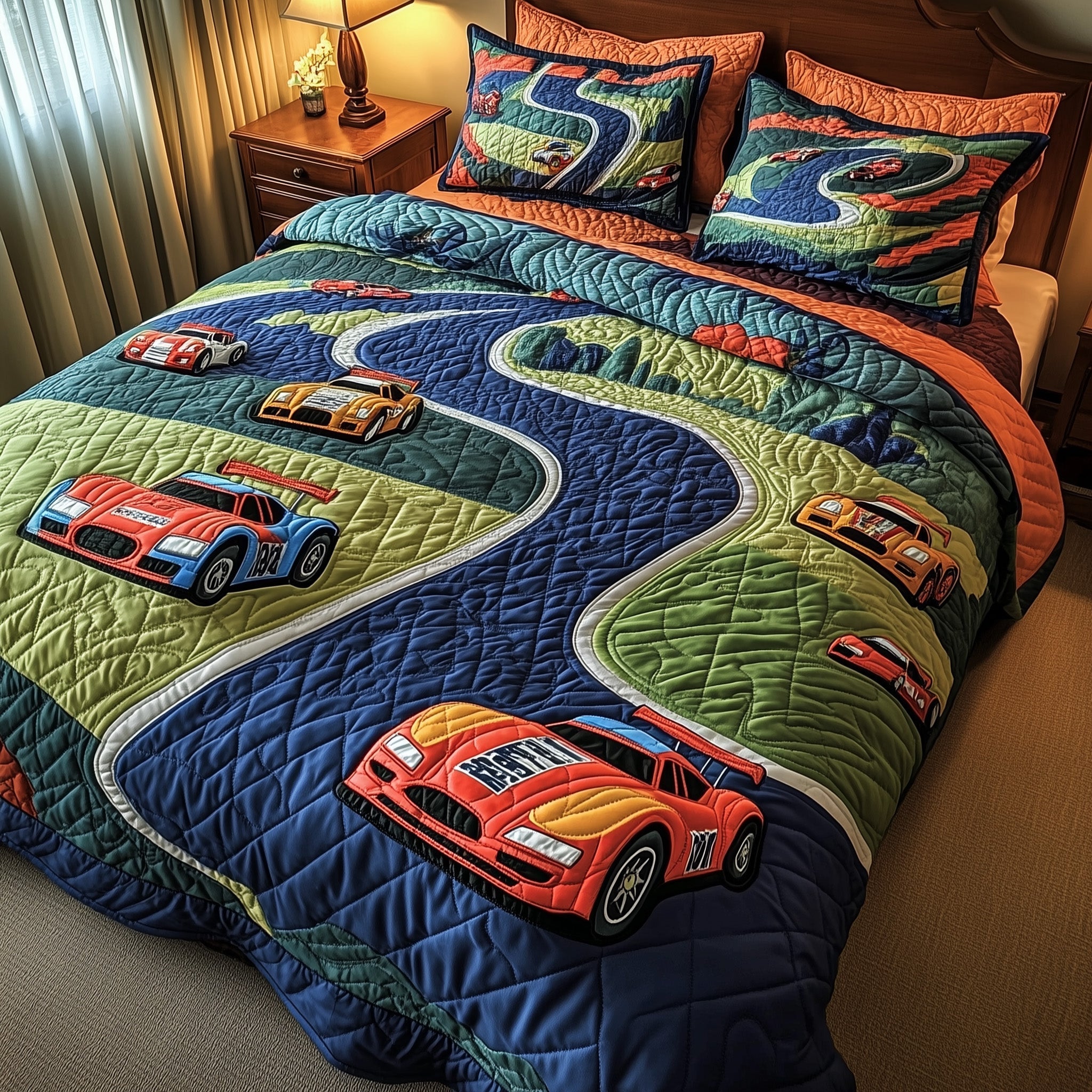 Speed King Quilted Bedding Set Duvet Cover Merchandise Race Car Driver Christmas Gifts