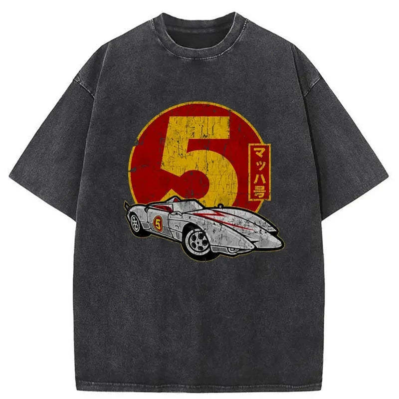 Speed Racer Japan Washed T-Shirt Classic Graphic Fashion Tee Gifts For Him