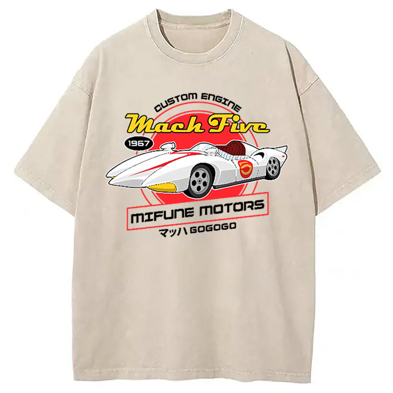 Speed Racer Vintage Washed T-Shirt Casual Oversized Outfit Style Gifts For Friends-1
