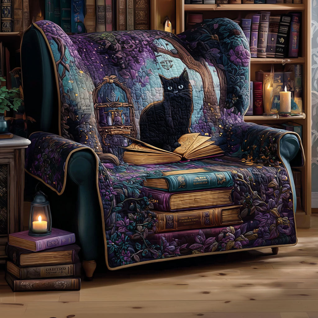 Spellbound Cat Quilted Sofa Cover Living Room Decorations Gifts For Readers