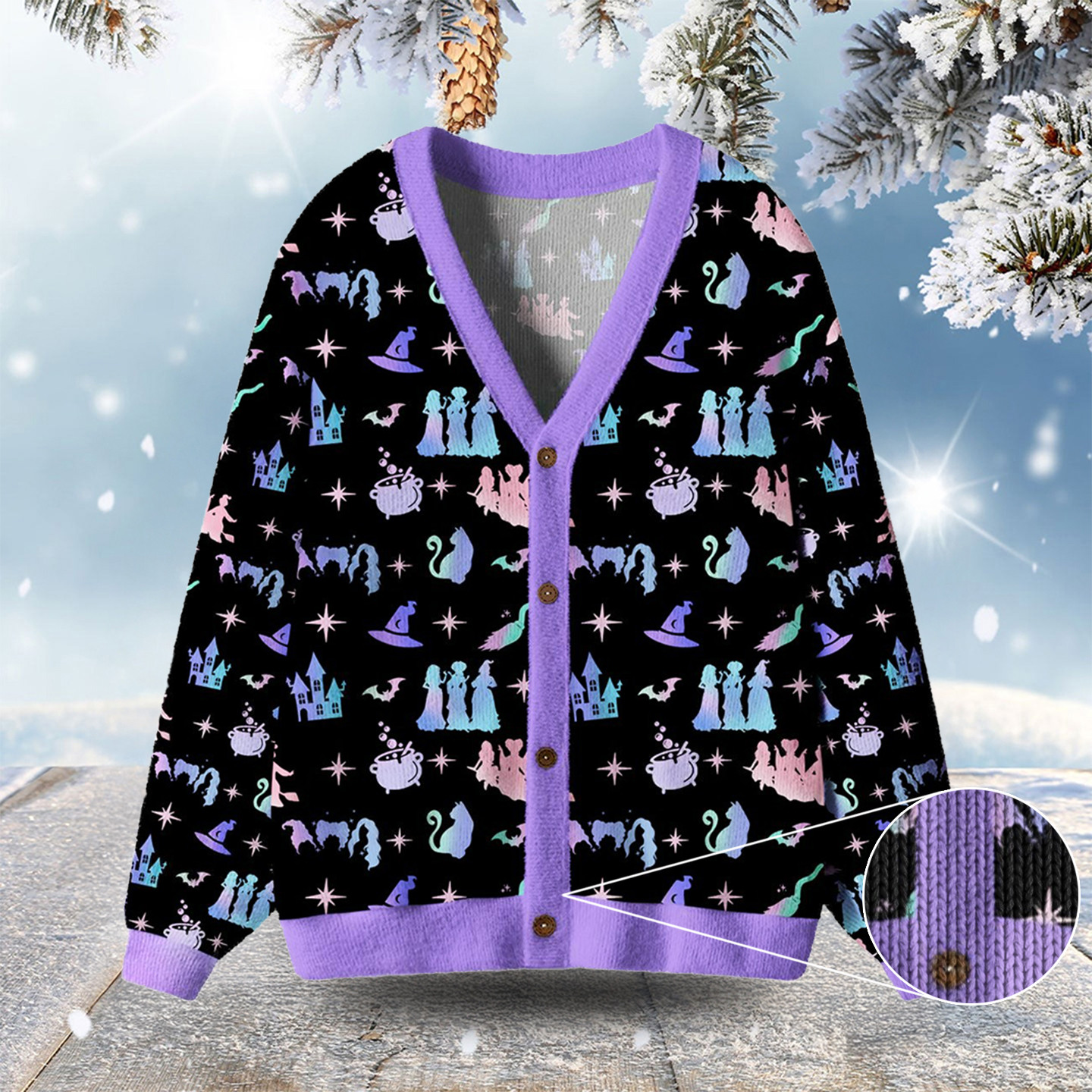 Spellbound Sisters Ugly Cardigan Sweaters Cute Christmas Clothes Witchy Gift Ideas
