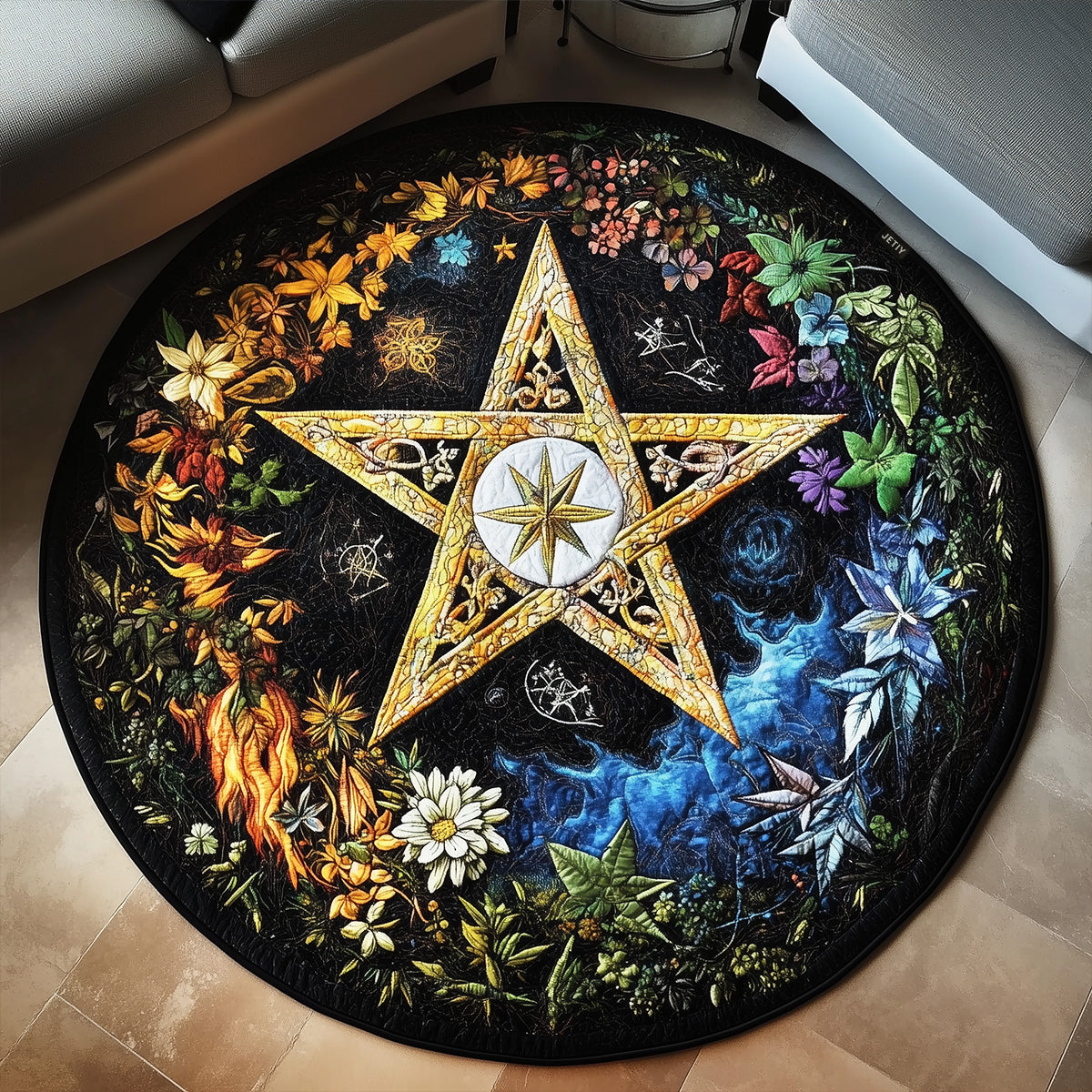 Spellbound Star Quilted Round Mat Christmas Entry Way Decor Christmas Presents For New Grandma