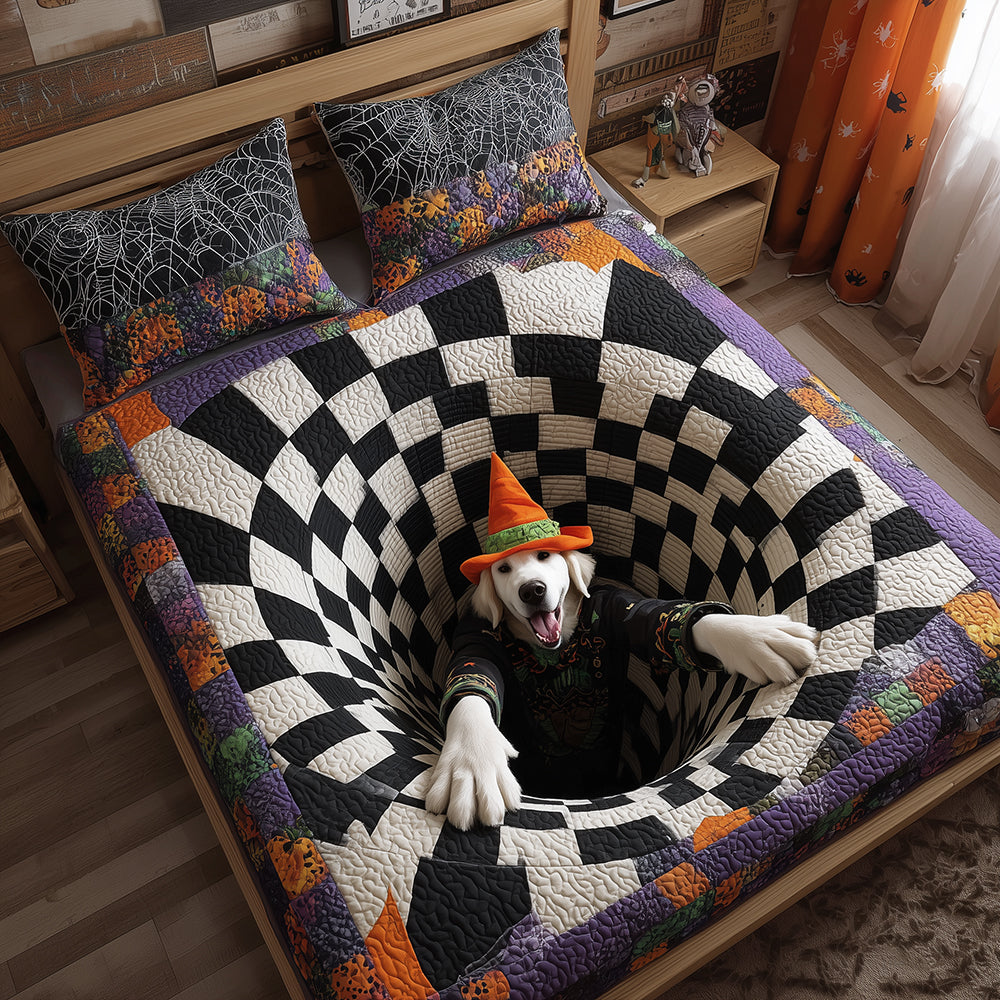 Spells Golden Retriever Quilted Bedding Set Halloween Bed Spread Best Gifts For Golden Retriever Owners
