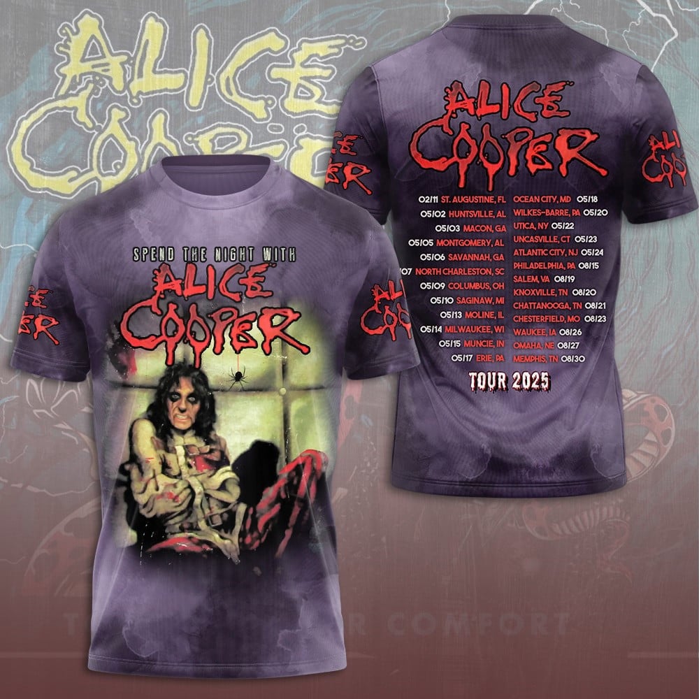Spend The Night With Alice Cooper Tour 2025 T-Shirt Music Lover Gift Ideas For Him