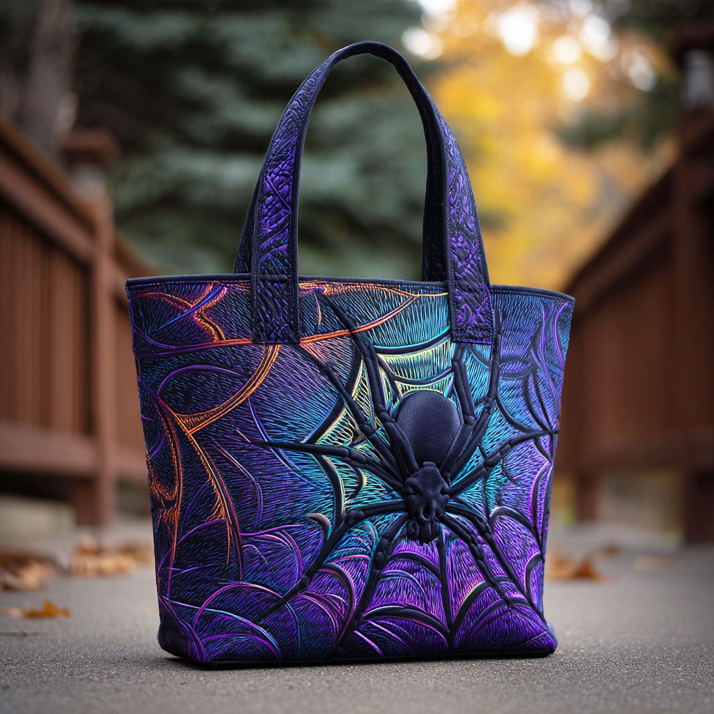 Spider Night Quilted Tote Bag Autumn Themed Gifts