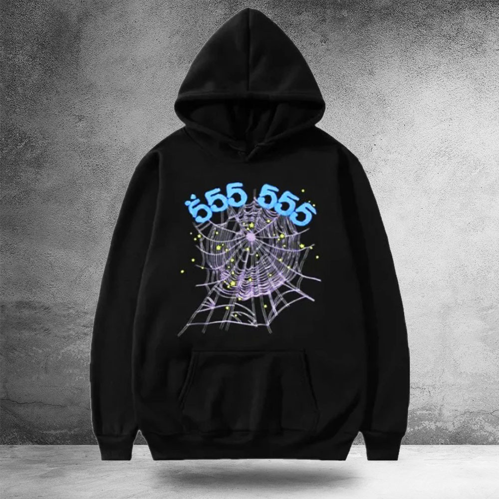 Spider Worldwide Black Hoodie 555555 Sp5der Hoodie Gifts For Him Her