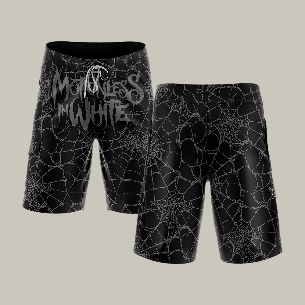 Spiderweb Motionless In White Board Shorts Metalcore Music Band Merch Best Fan Gift
