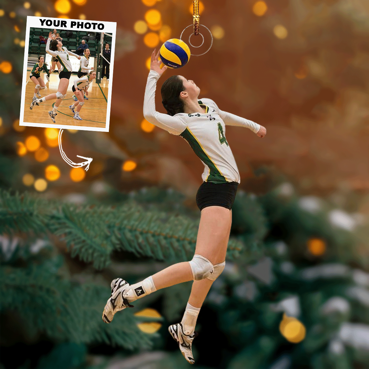 Spike Spirit Personalized Photo Mica Ornament Gift For Volleyball Lovers Family Member