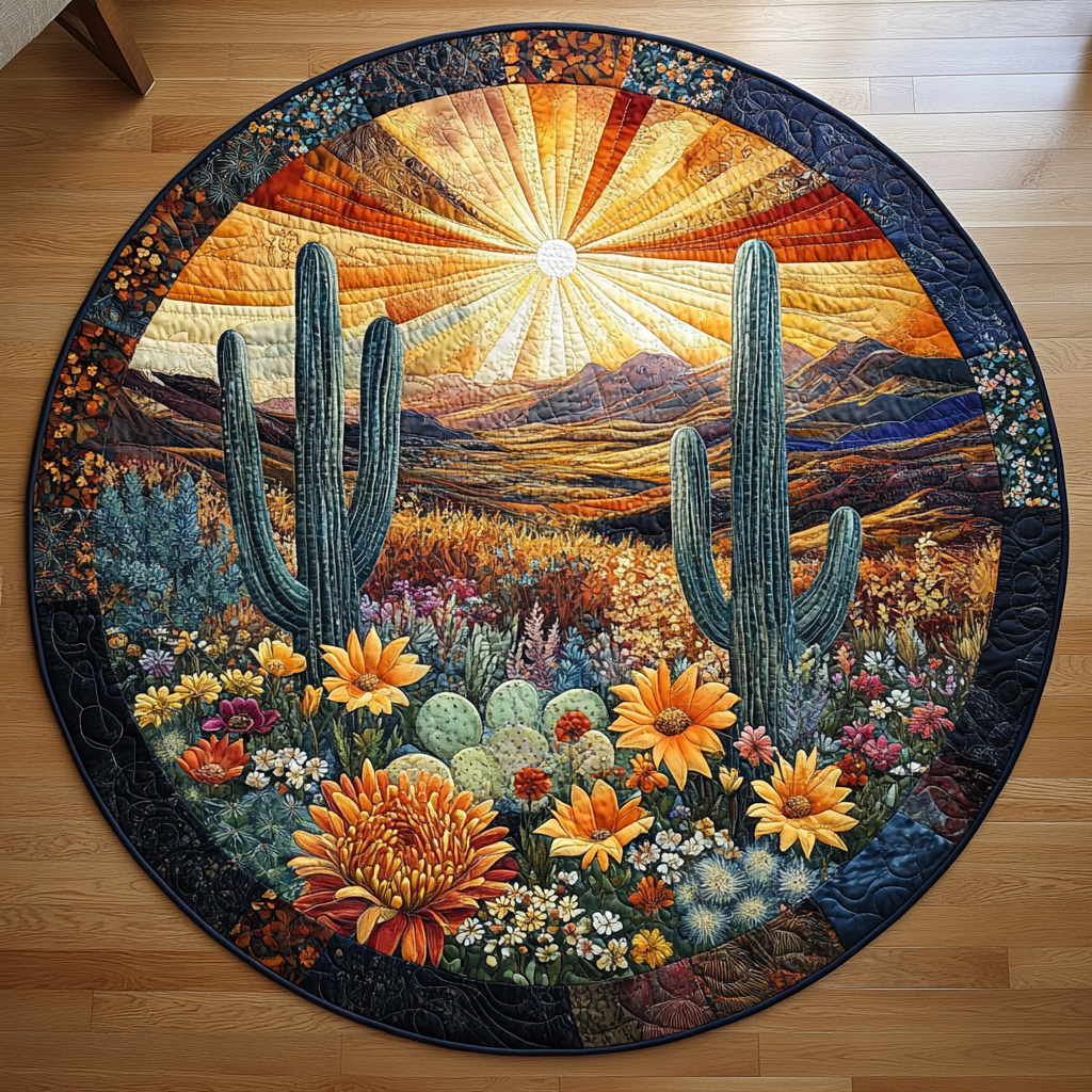 Spikes of Quilted Round Mat Front Door Idea Great Cactus Themed Gifts