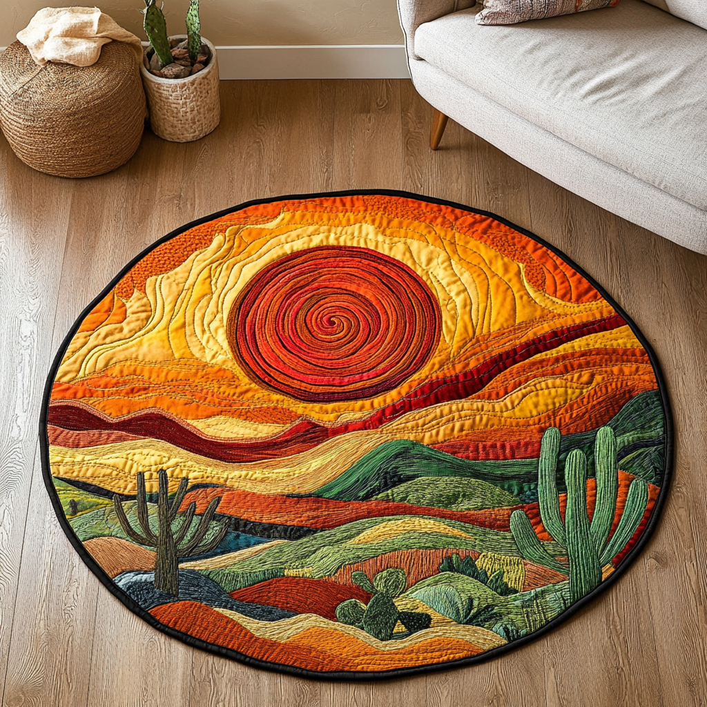 Spiky Quilted Round Mat Outdoor Decor Best Cactus Related Gifts