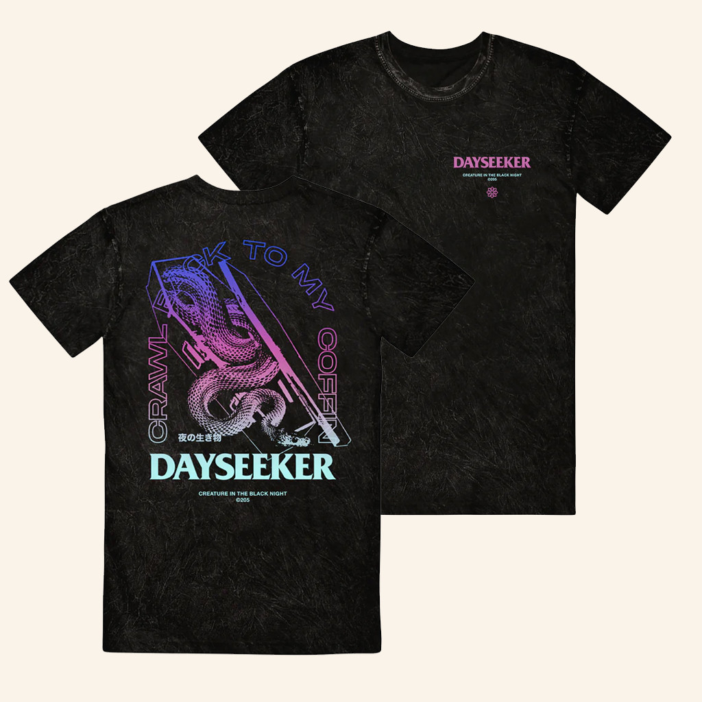 Spinefarm Merch Dayseeker Coffin Snake Mineral Wash T-Shirt Dayseeker Merch Gifts For Music Fan