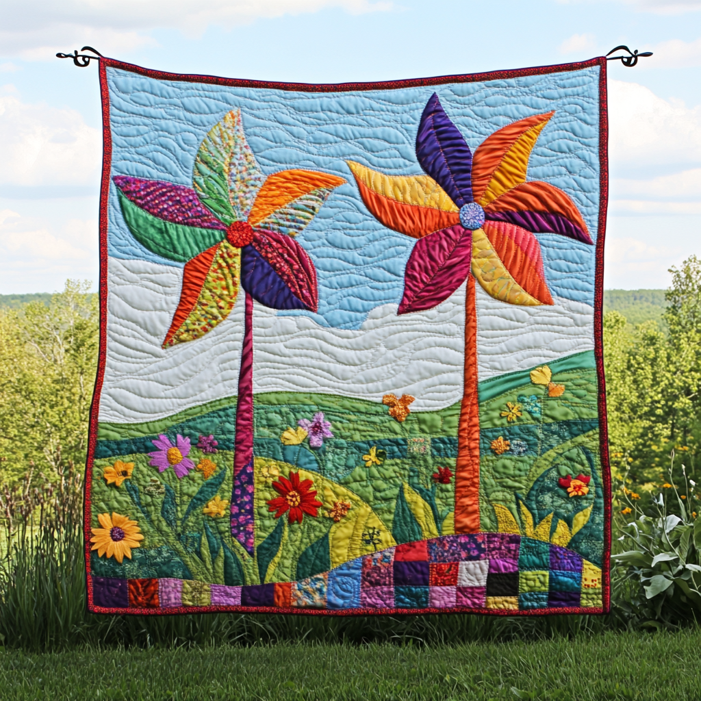 Spinning Breeze Quilted Blanket Cute Throw Blanket Christmas Gifts For Nature Lovers