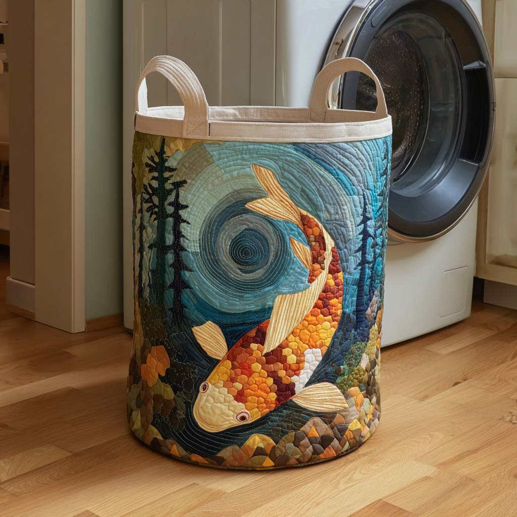 Spiral Depths Koi Quilted Laundry Basket Halloween Merch Gift