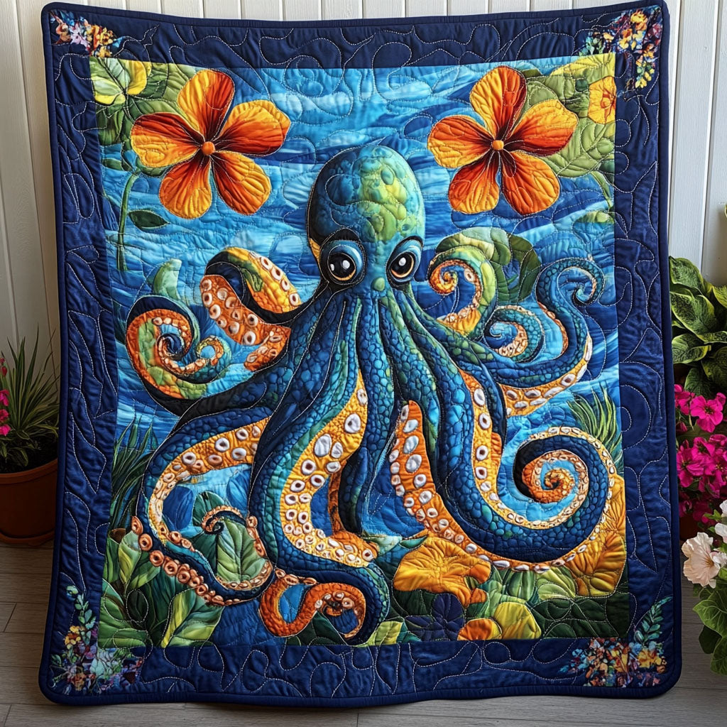 Spiral Sorcery Quilted Blanket Christmas Bedroom Decor Cool Octopus Gifts