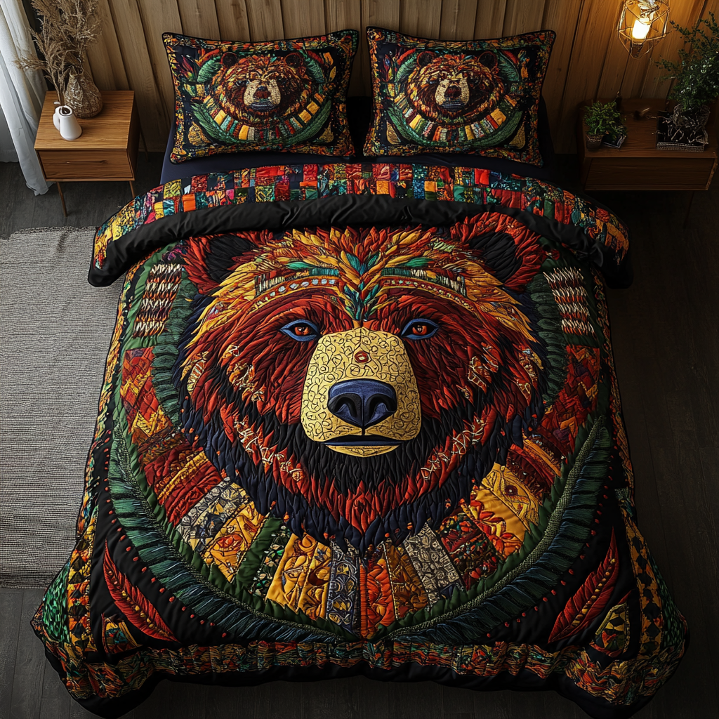 Spirit Bear Quilted Bedding Set Christmas Bedding Sets Bear Christmas Presents