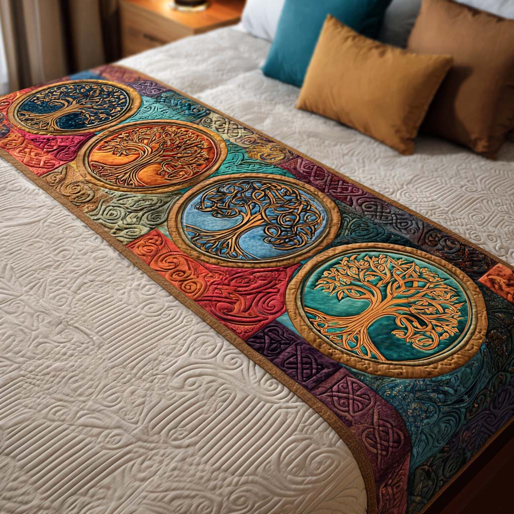 Spirit Branches Quilted Bed Runner Bed Decorations Tree Of Life Gifts For Men