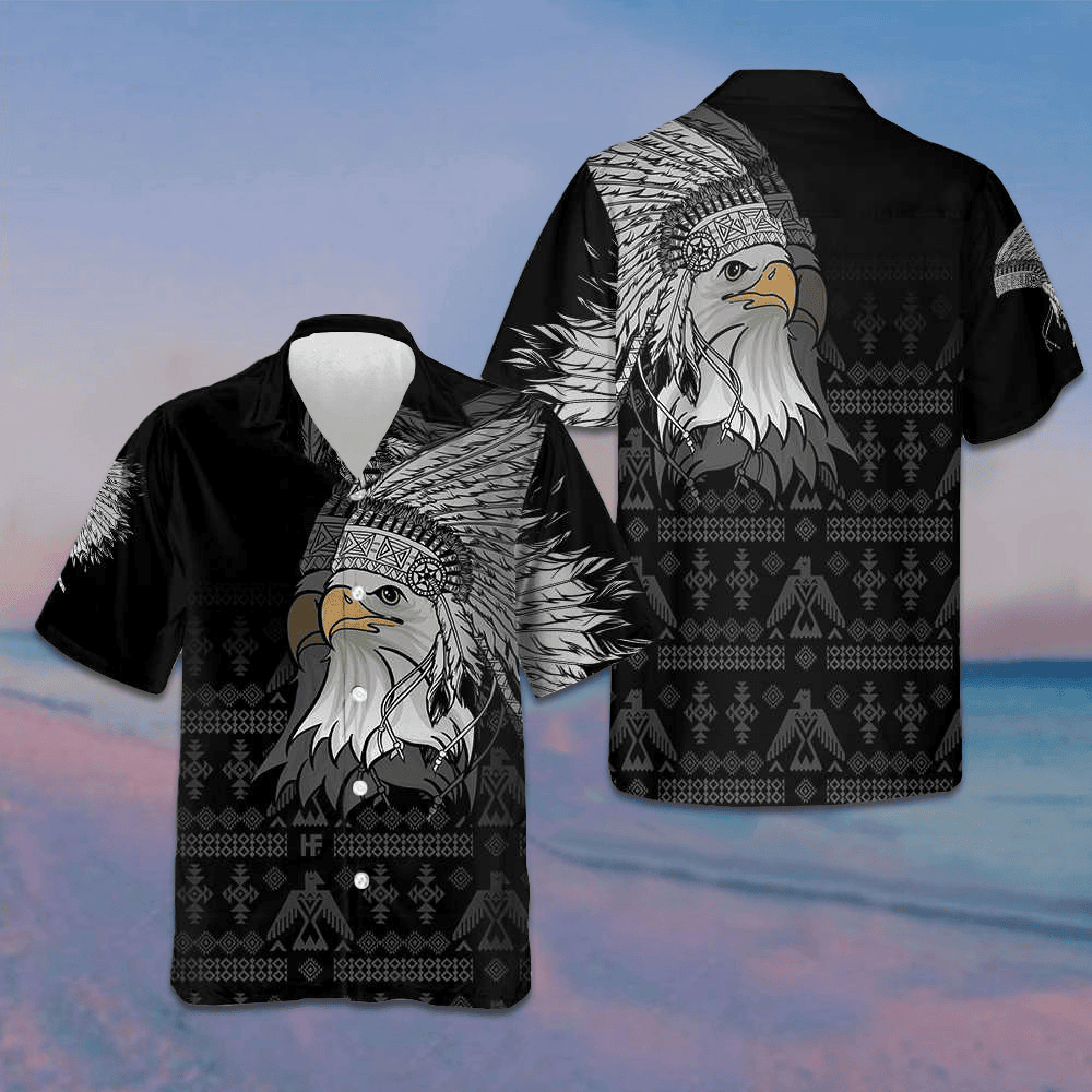 Spirit Eagle With Headdress Native American Hawaiian Shirt Cool Summer Shirts For Guys