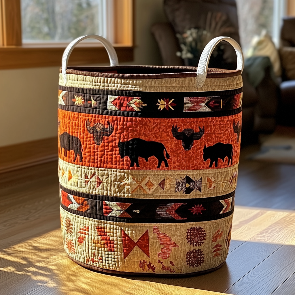Spirit Herd Quilted Laundry Basket Everyday Merch Choice