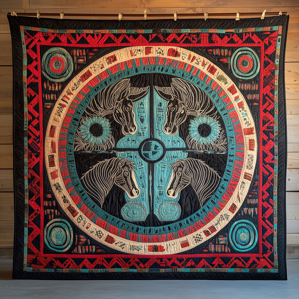 Spirit Horse Mandala Quilt Blanket Christmas Gifts For Horse Owners