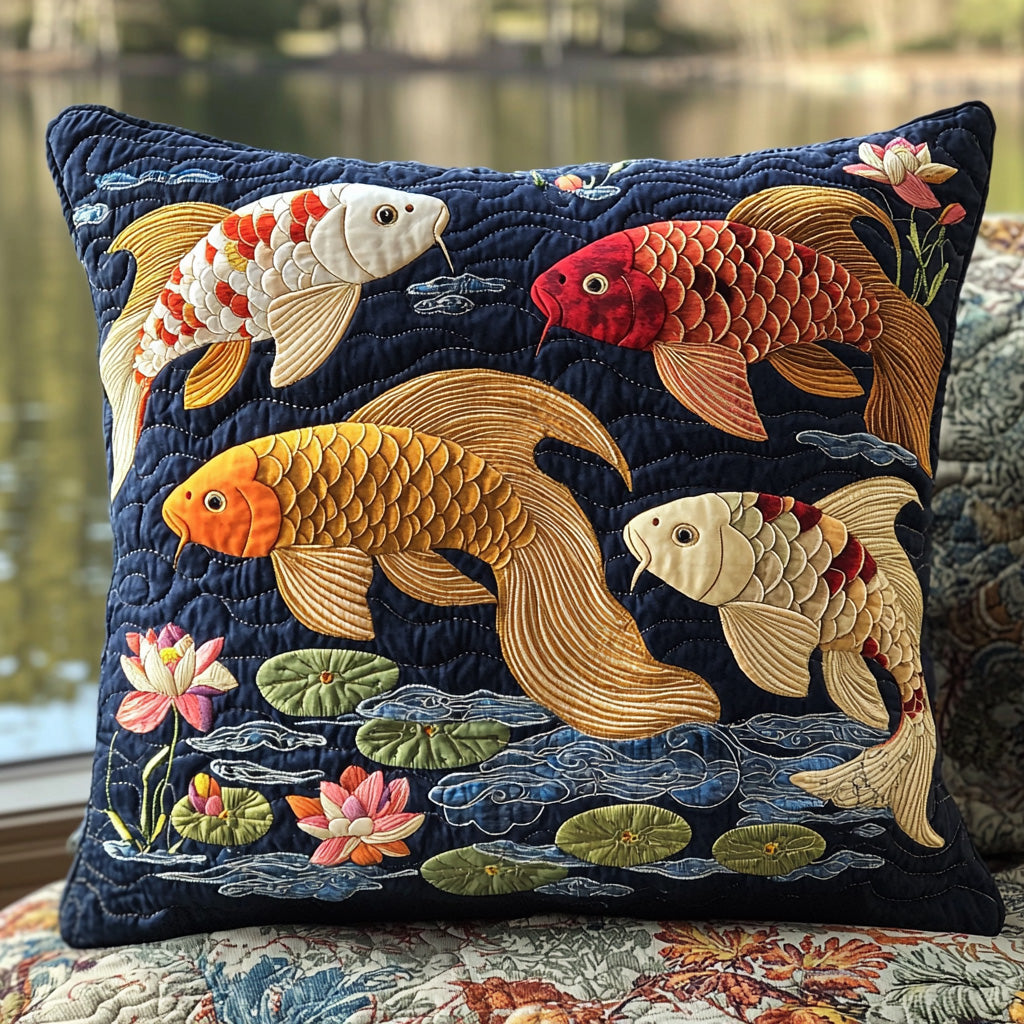 Spirit of Koi Quilted Pillow Case Best Cool Pillow Cases Koi Fish Gifts For Him