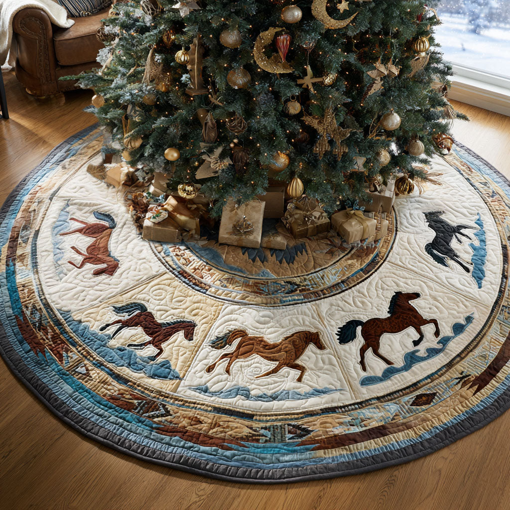 Spirit of the Canyon Christmas Quilted Tree Skirt Xmas Tree Bottom Cover Great Gifts For Horse Lovers