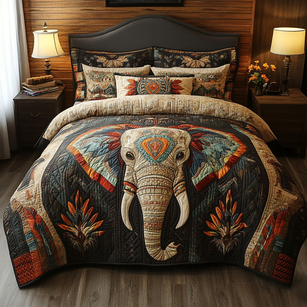 Spirit of the Elephant Quilted Bedding Set Christmas Bedding Sets Native American Dad Birthday Gifts