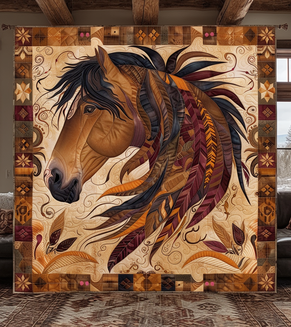 Spirit of the Plains Horse Quilted Blanket Horse Present Ideas