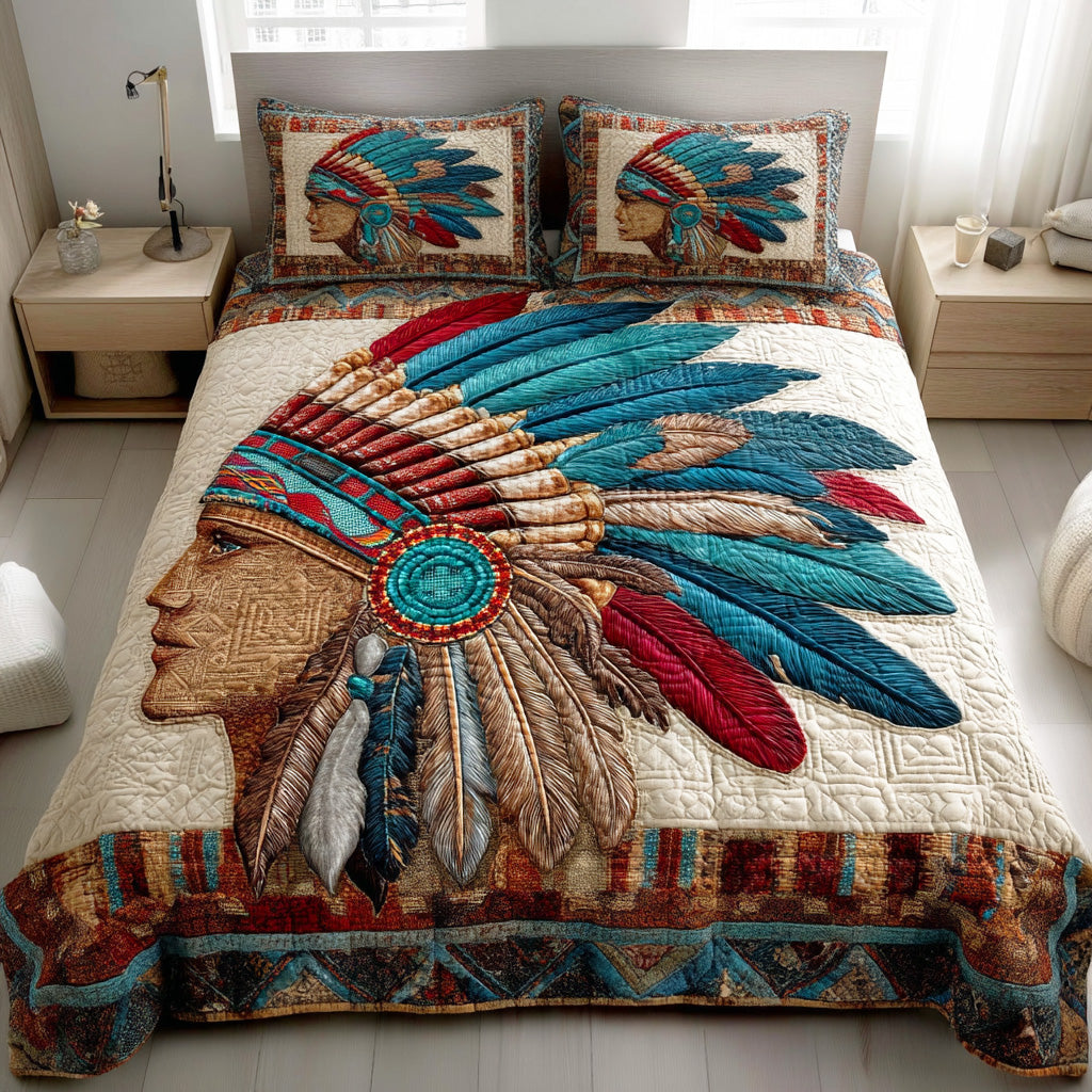 Spirit of the Plains Quilted Bedding Set Bed Room Decoration Best Native American Gifts For Her