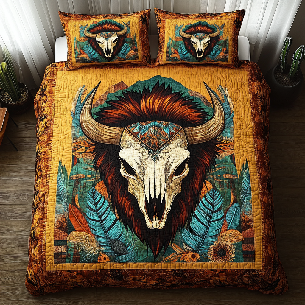 Spirit Of The Plains Quilted Bedding Set Stylish Bed Sheet Set for Modern Home