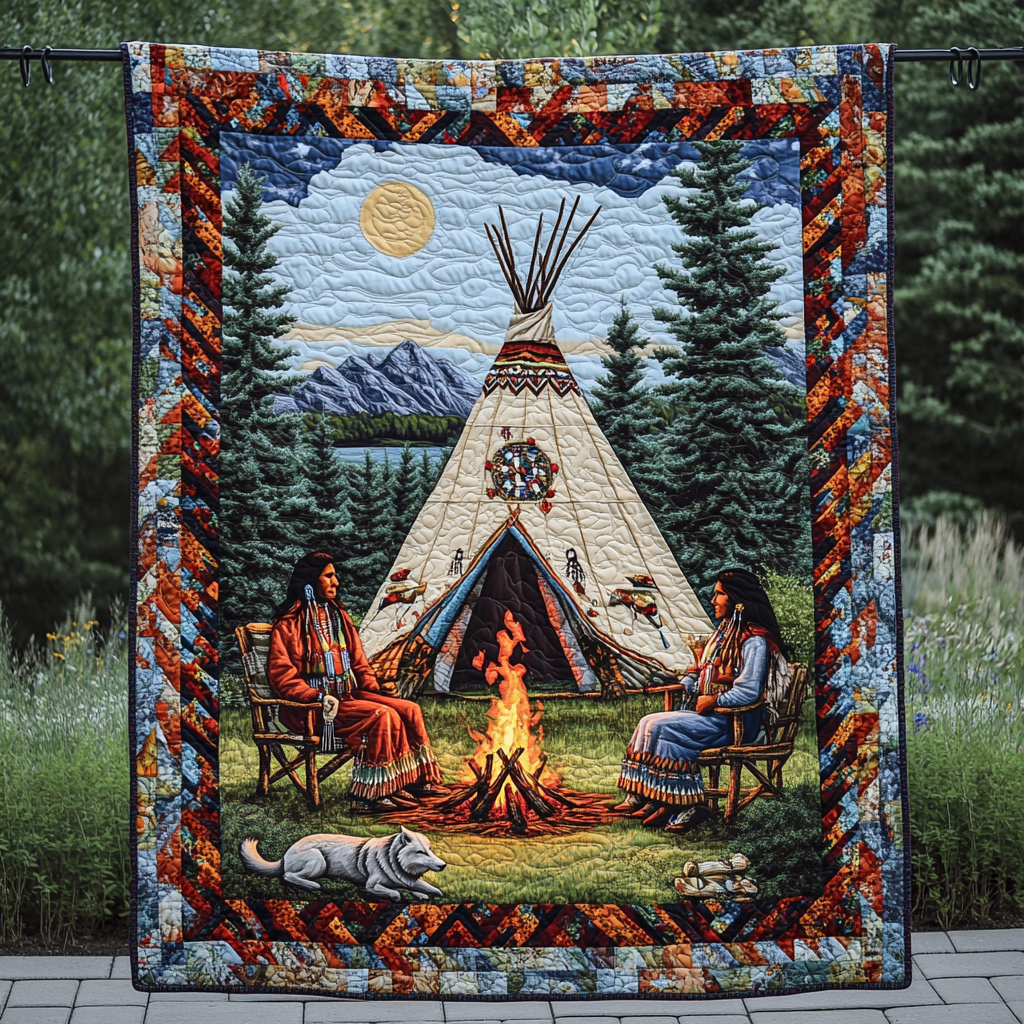 Spirit of the Plains Quilted Blanket Native American Gifts For Him