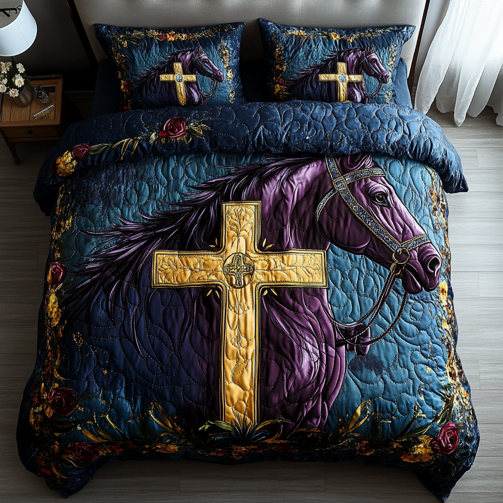 Spirit Reins Quilted Bedding Set Best Gifts For Horse Owners