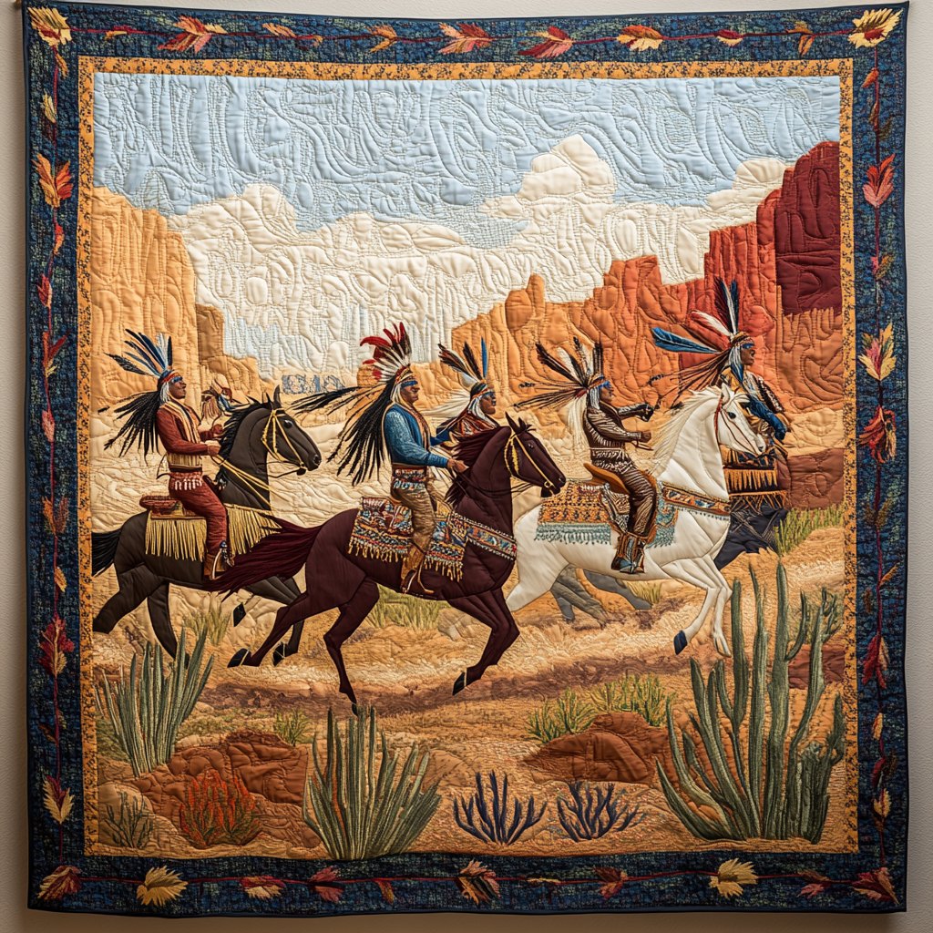Spirit Riders Quilt Quilted Blanket Bed Christmas Decor Native American Related Gifts