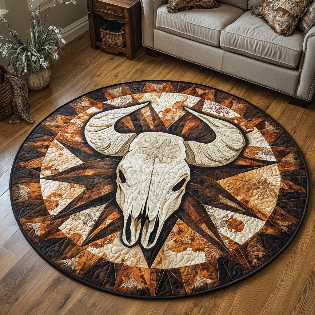 Spirit Skull Quilted Round Mat Christmas Decor For Entryway Decorative Skull Ornaments