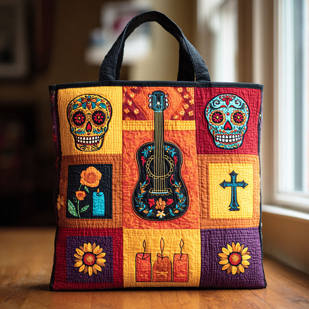 Spirit Strings Quilted Tote Bag Unique Skull Gifts