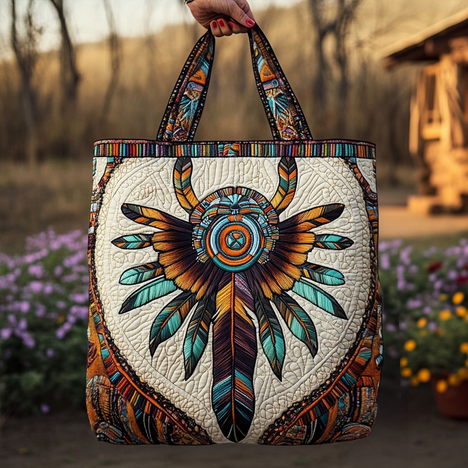 Spirit Thread Quilted Tote Bag Native American Indian Gifts