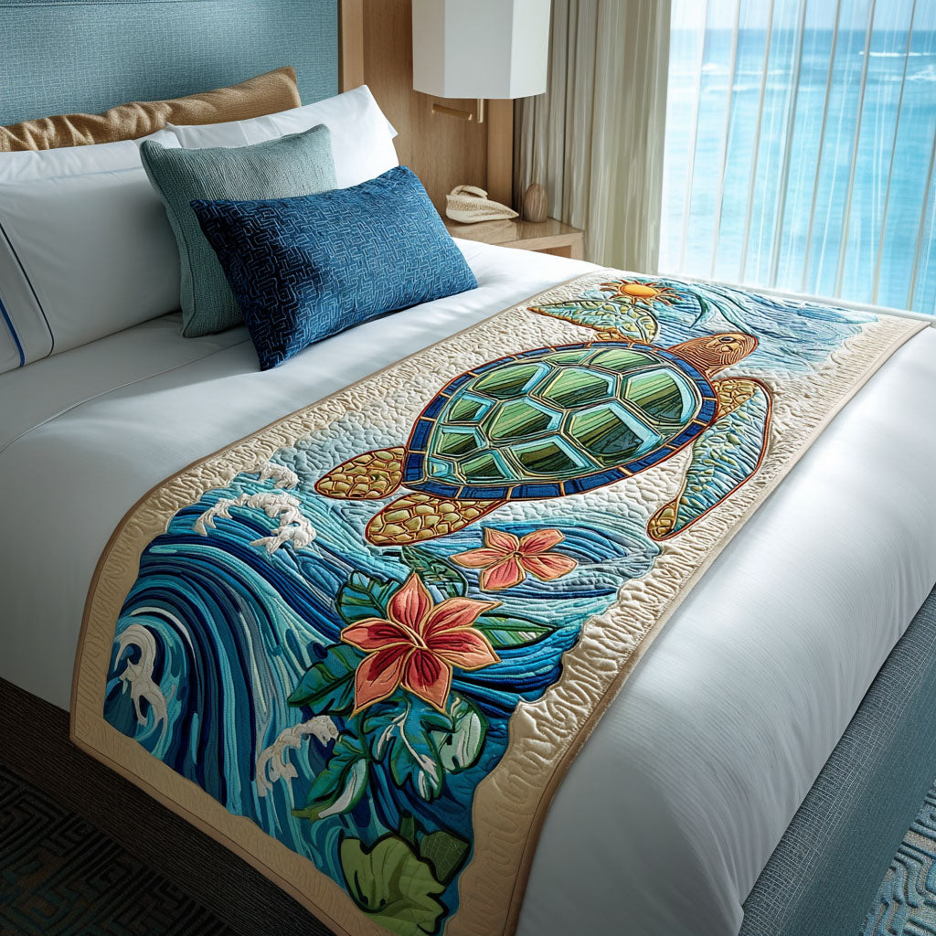 Spirit Wanderer Quilted Bed Runner Aesthetic Room Decor Gifts For Sea Turtle Lovers