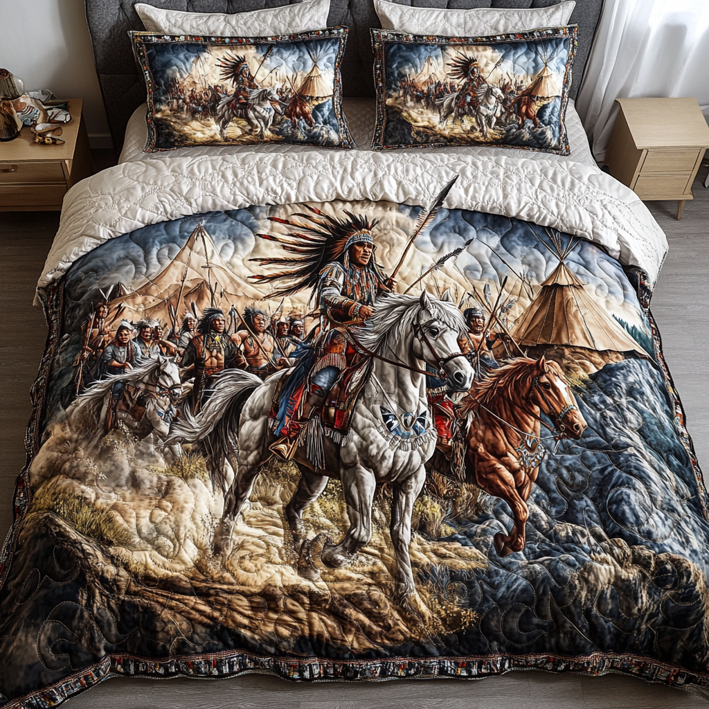 Spirit Warrior Quilted Bedding Set Bedroom Decorations Native American Christmas Gift Ideas