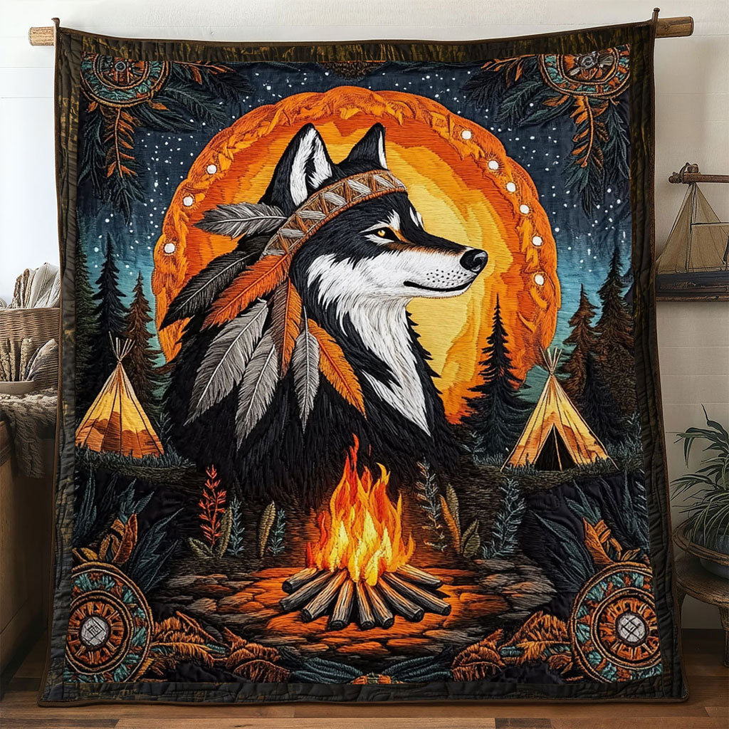 Spirit Wolf Quilt Home Essential Gift Cozy Quilt Blanket