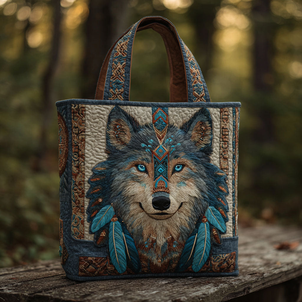 Spirit Wolf Quilted Tote Bag Gifts For People Who Love Wolves