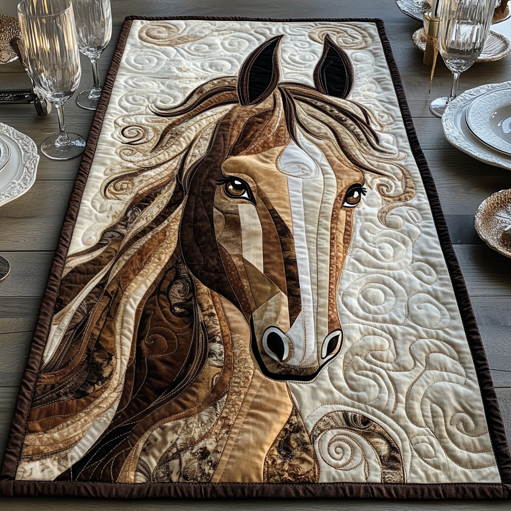 Spirited Beauty Quilted Table Runner Dining Room Table Decor Best Gifts For Horse Owners
