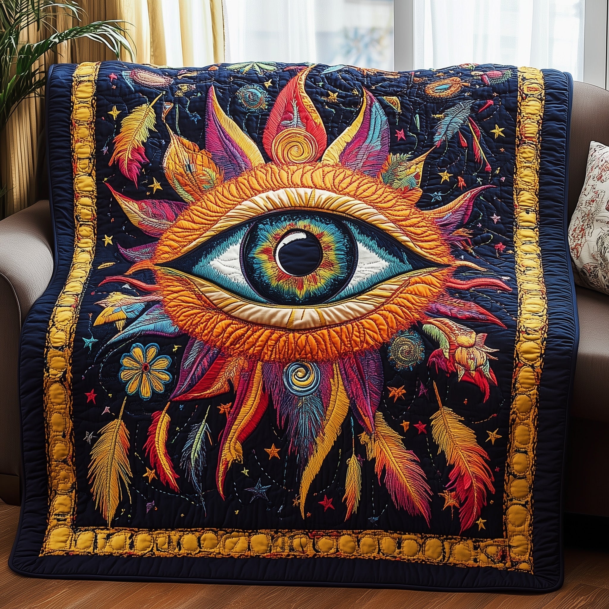Spiritual Awaking Eye Quilted Blanket Nice Throw BlanketDaughter Chritmas Gifts For Dad