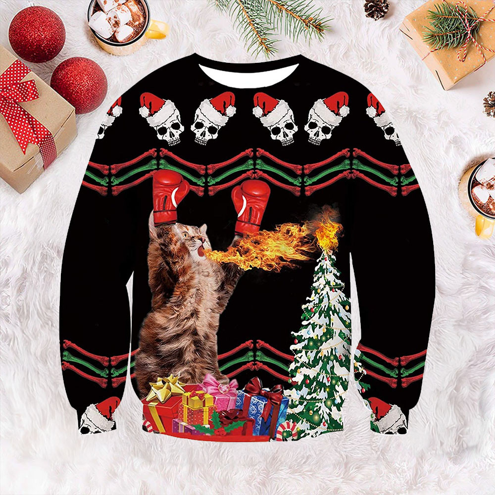 Spitfire Power Cat Ugly Christmas Sweater Adorable Christmas Sweater Gift Ideas For Cat Lovers