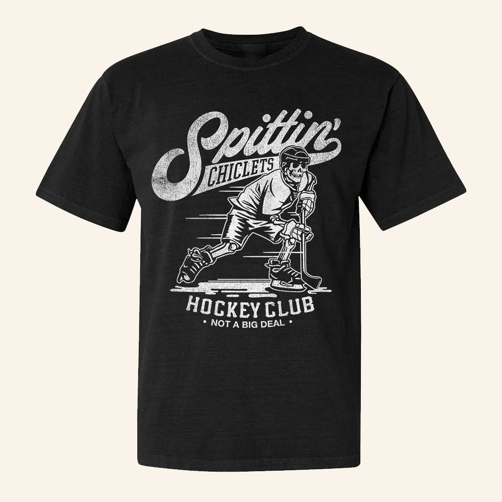 Spittin Chiclets Merch Spittin Chiclets Hockey Club Skel T-Shirt Ice Hockey Gifts For Him