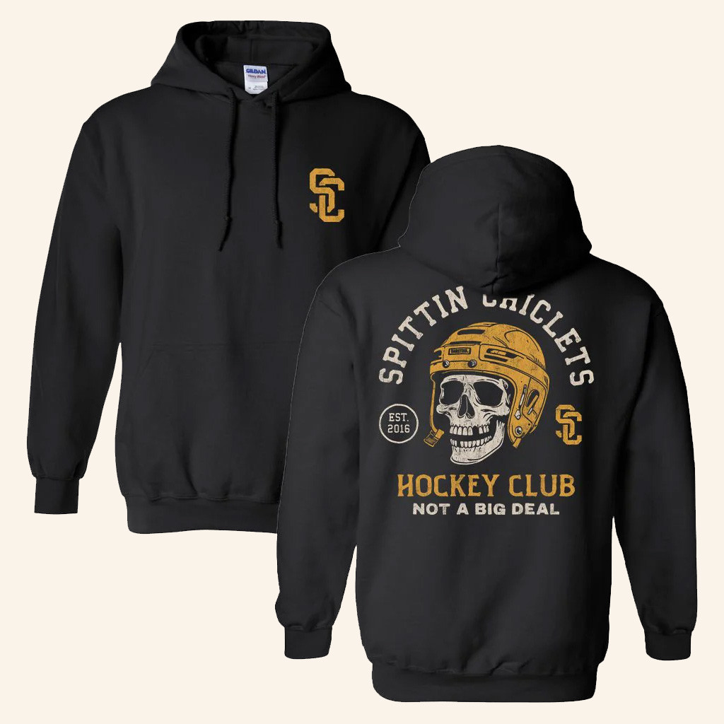 Spittin Chiclets Merch Spittin Chiclets Skull Helmet Hoodie Gifts For Ice Hockey Lovers