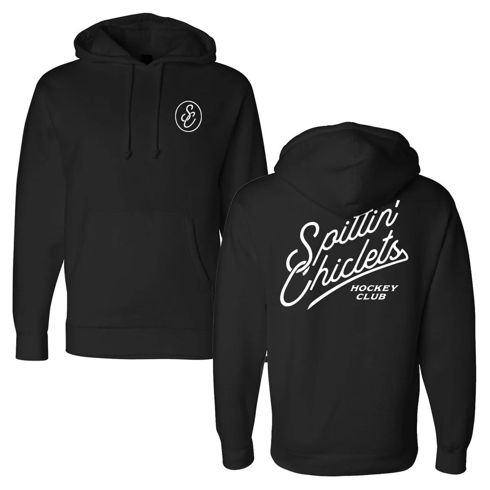 Spittin Chiclets Script Hockey Club Hoodie Spittin Chiclets Hockey Club Hooded Sweatshirt Fan Gift