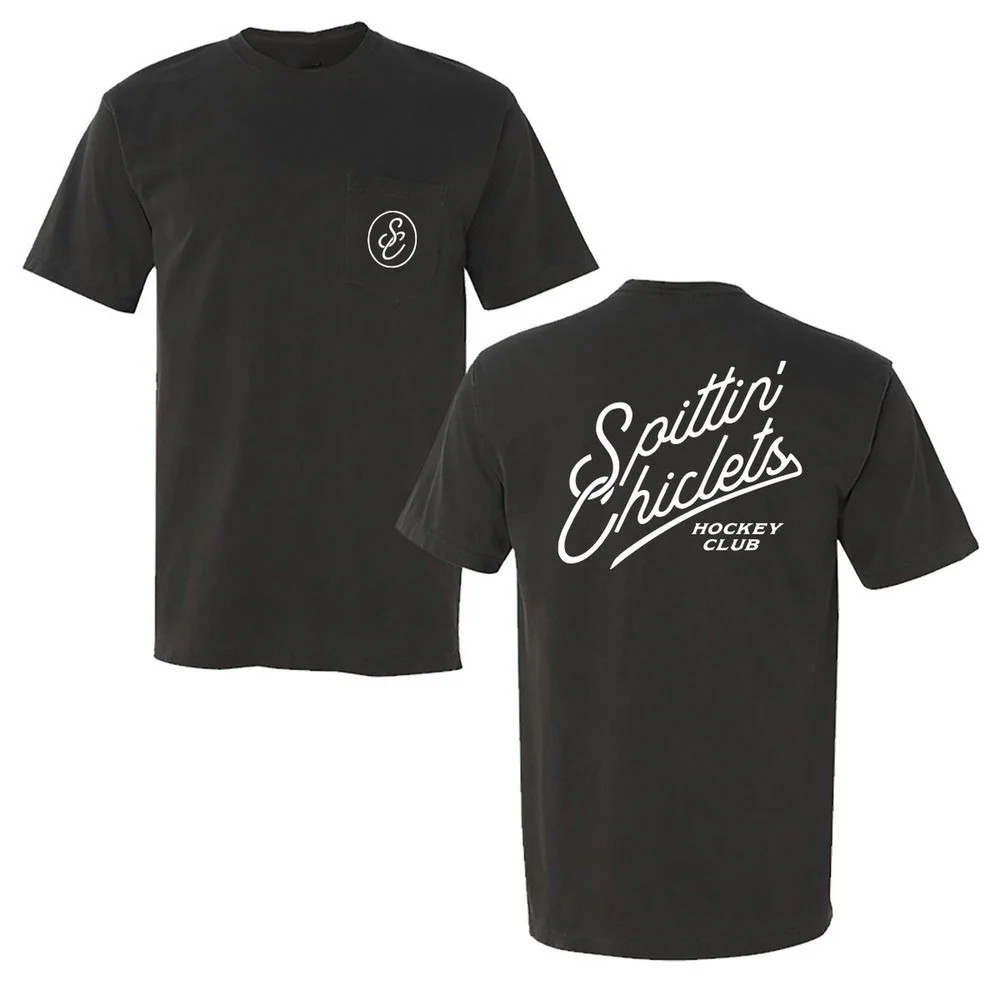 Spittin Chiclets Script Hockey Club T-Shirt Barstool Sports Clothes Present For Boyfriend