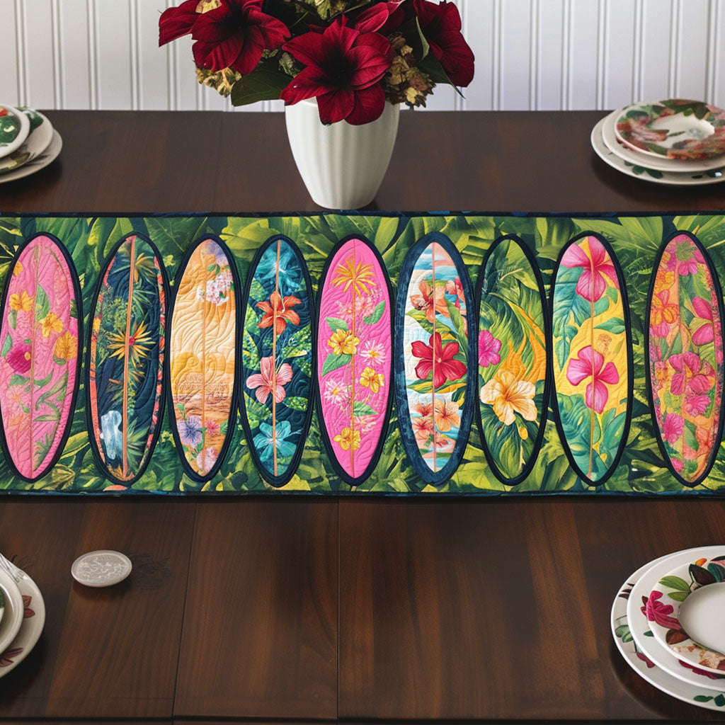 Splash Glide Quilted Table Runner Beach Theme Table Runner Unique Gifts For Surfers