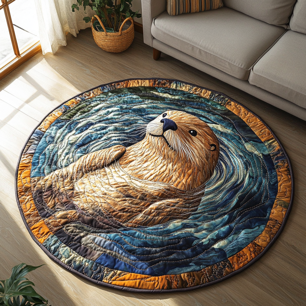 Splash Otter Quilted Round Mat Entrance Way Ideas Christmas Grandma Shirts