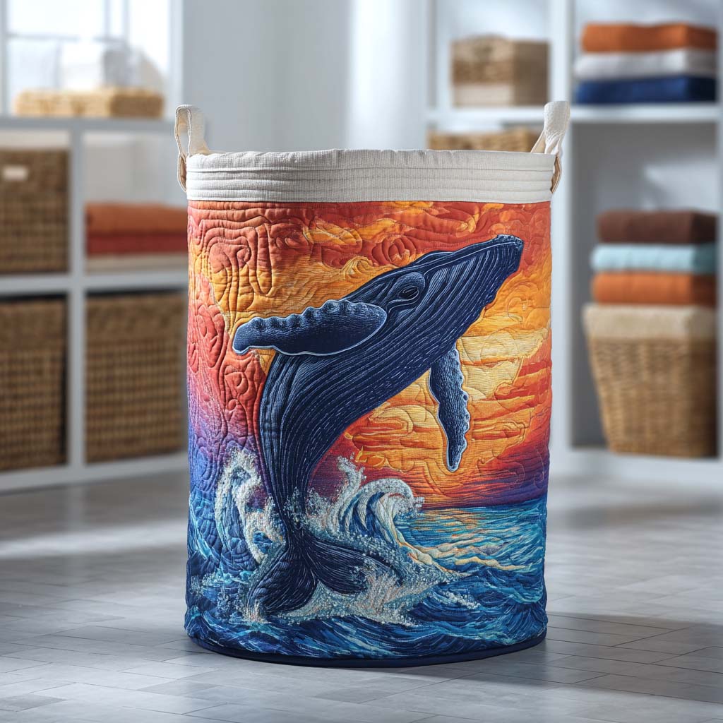 Splashing Whale Quilted Laundry Basket Fall Merch Pick
