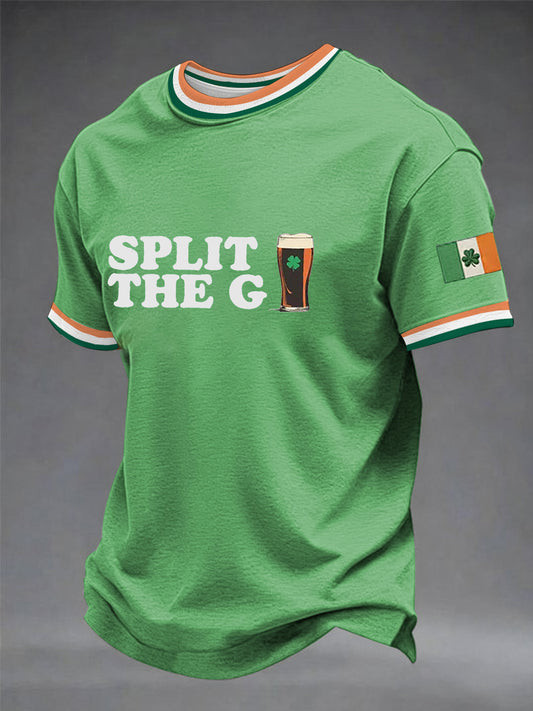 Split The G Graphic T-Shirt St Patrick's Day Irish Green Guinness Beer Funny Party Outfit